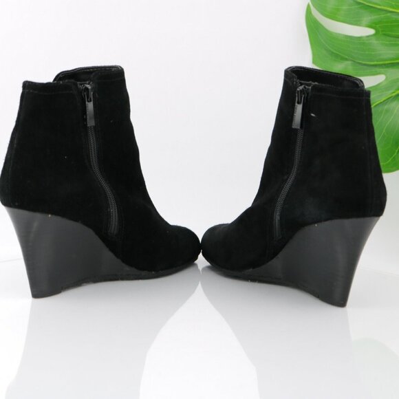 Vince Camuto Womens Zandra Boot Size 8 Black Suede Bootie Wedge Heel Elegant - Picture 8 of 12